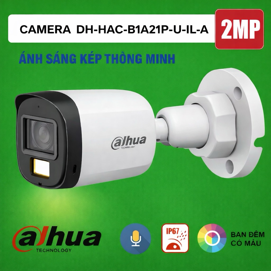 Camera đồng trục Dahua màu mic 2MP mã B1A21P-U-IL-A