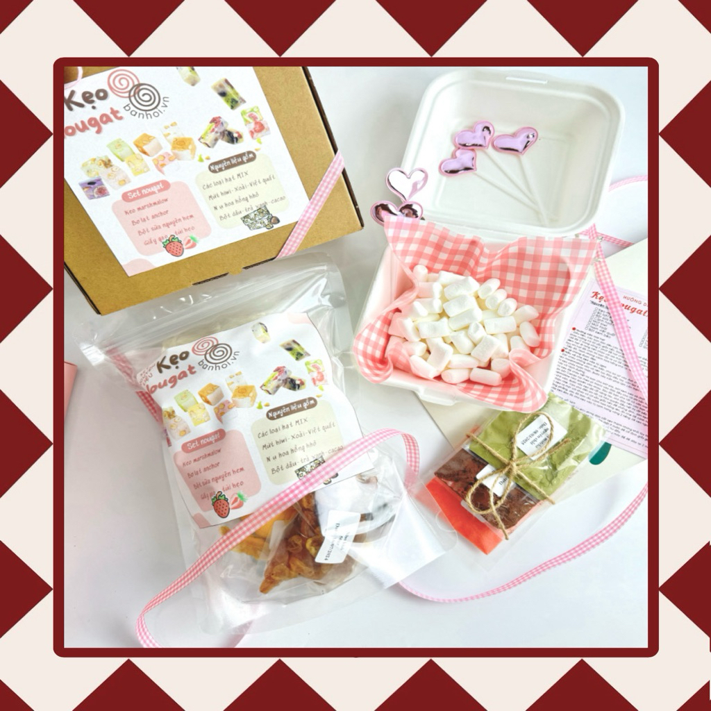 Set nguyên liệu làm kẹo Nougat, combo làm kẹo nougat, Làm Kẹo Nougat Marshmallow – Đủ Set Làm Kẹo, l