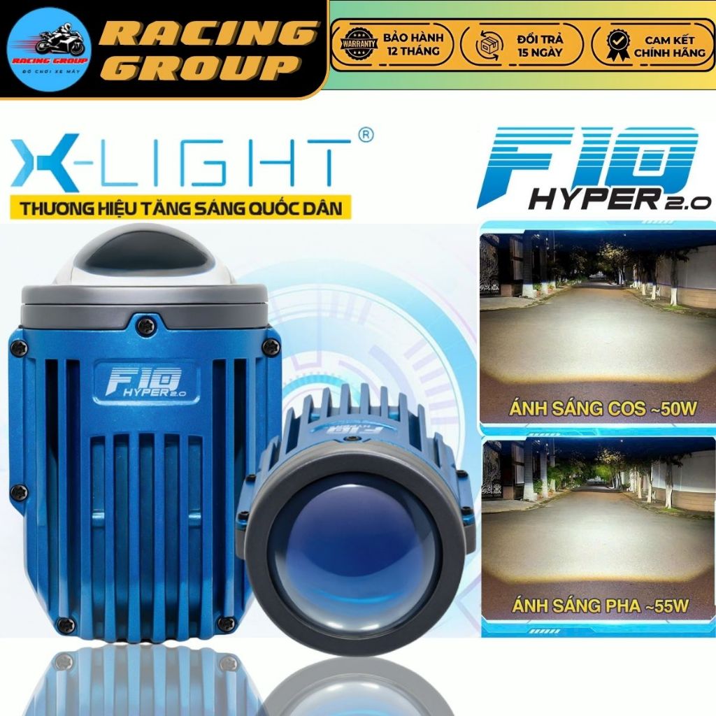 F10 Hyper 2.0, Đèn Bi Gầm Xlight F10 Hyper 2.0 Công Suất 55W Cos Siêu Mạnh Pha Gom - Bảo Hành 2 Năm