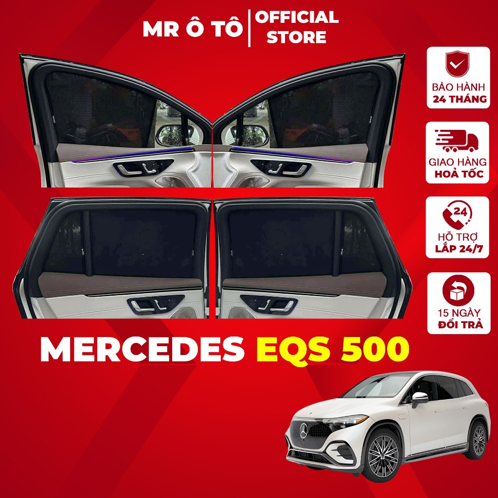 Rèm Che Nắng Xe Mercedes EQS 500 Loại 1 MR Ô.TÔ Chống Tia UV, Tia Cực Tím Bảo Hành 2 Năm [ Tặng Khăn