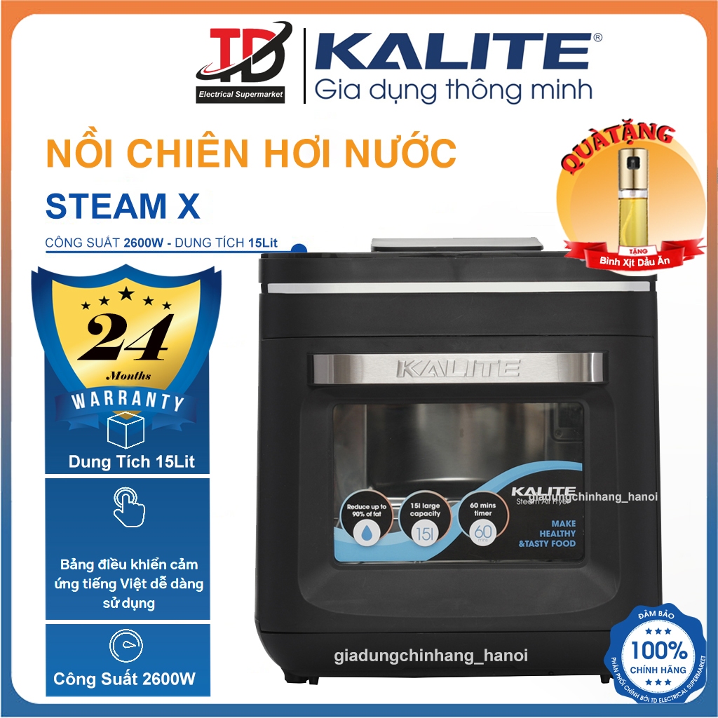 Nồi Chiên Hơi Nước Kalite Steam X, 15Lit - 2600W, Hàng Chính Hãng