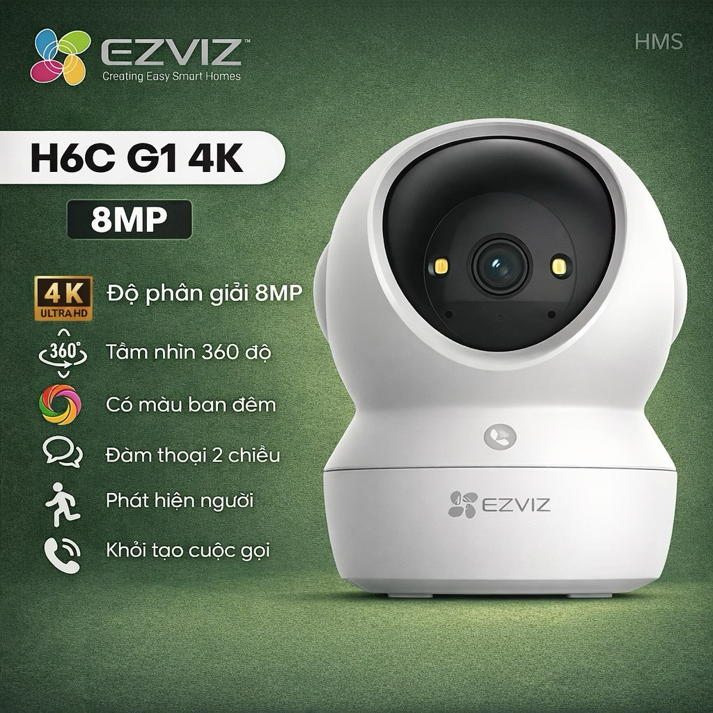 Camera wifi trong nhà siêu nét 8MP EZVIZ H6C G1 4K