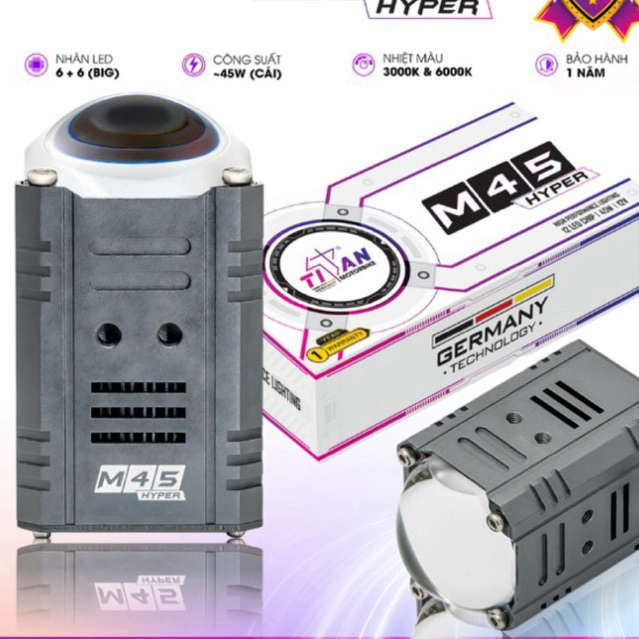 Đèn Trợ Sáng TITAN M45 Hyper - Công Suất 45W - Chống Nước Chuẩn IP68 - Cắt Chống Chói - 12 Tháng BH