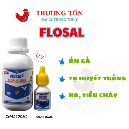FLOSAL D dung dịch hỗ trợ đường hô hấp, ho, sổ mũi và tiêu chảy nhẹ ở gia cầm_Chai 100ml