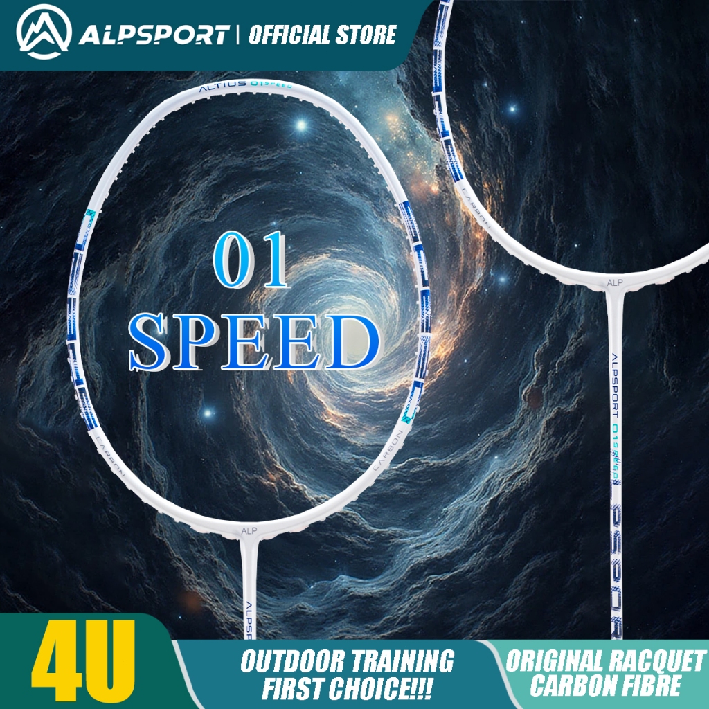 ALP 01 SPEED 4U Căng Max 30LBS 13KG Vợt Cầu Lông Trắng Original 100% Full Carbon ALPSPORT Rsl White 