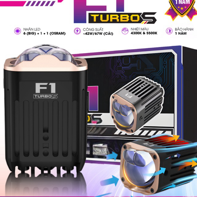Đèn Trợ Sáng TITAN F1 Turbo S - Công Suất 67W - Đèn Bi Cầu Led F1 Turbo 2 Mắt Trợ Pha Chống Nước
