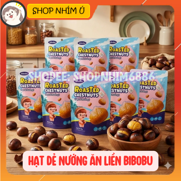 Combo: 10 Gói Hạt Dẻ Nướng Ăn Liền BIBOBU Gói 80gr