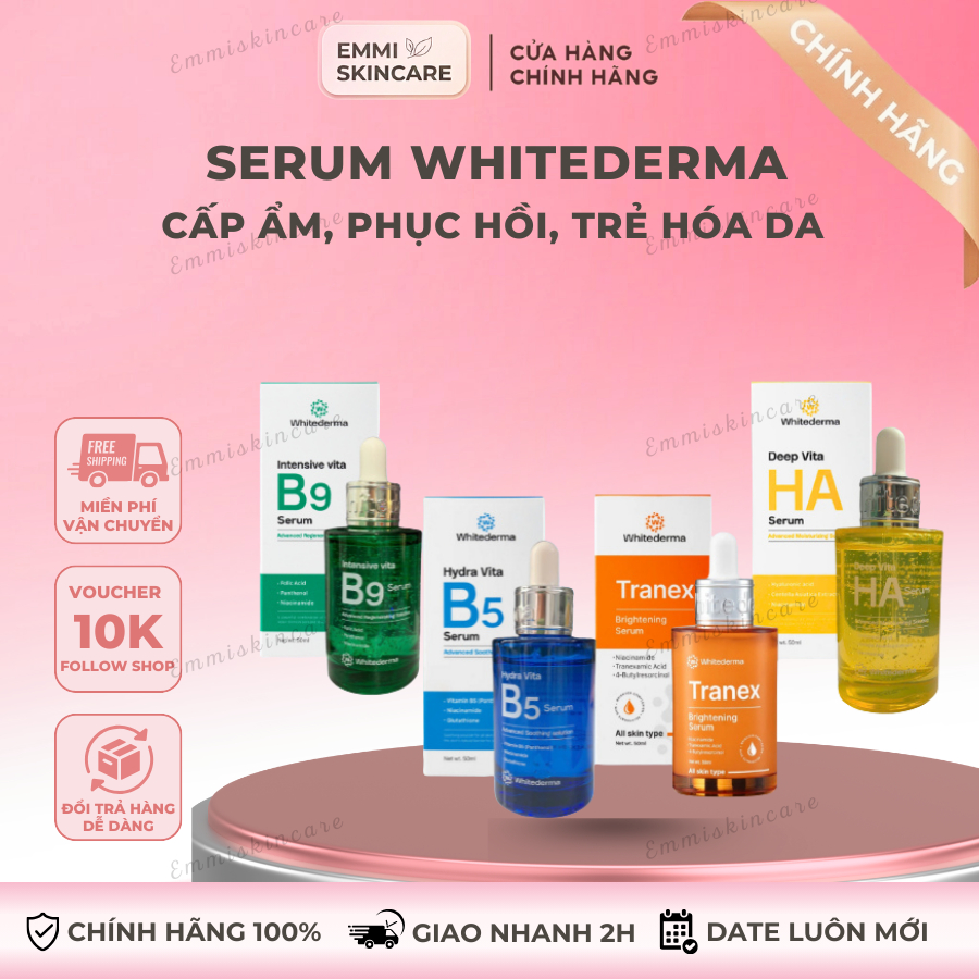 Serum Cấp Ẩm, Phục Hồi, Trẻ Hóa Da Whitederma Serum B5 – HA –  B9 - Tranex 50ml