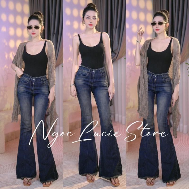 (CHIỀU DÀI 100CM) Q52 - Quần Jean Ống Loe Lai Tua Rua, Ống To, Lưng Vừa Co Giãn Nhẹ, Hack Dáng Tôn Chân. | BigBuy360 - bigbuy360.vn