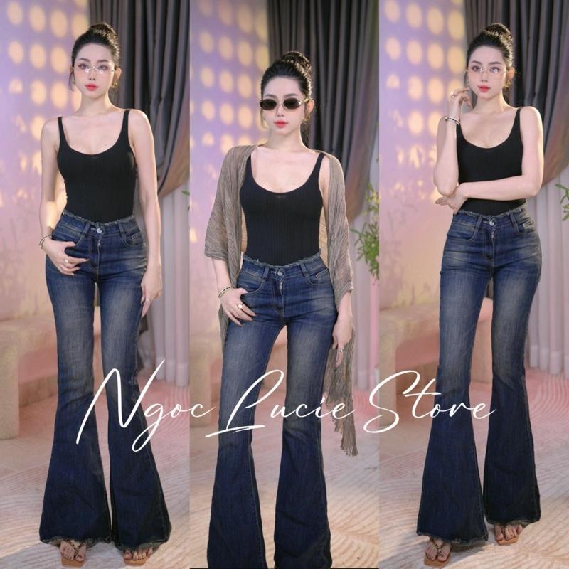 (CHIỀU DÀI 100CM) Q52 - Quần Jean Ống Loe Lai Tua Rua, Ống To, Lưng Vừa Co Giãn Nhẹ, Hack Dáng Tôn Chân. | BigBuy360 - bigbuy360.vn