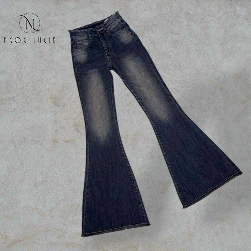 (CHIỀU DÀI 100CM) Q52 - Quần Jean Ống Loe Lai Tua Rua, Ống To, Lưng Vừa Co Giãn Nhẹ, Hack Dáng Tôn Chân. | BigBuy360 - bigbuy360.vn