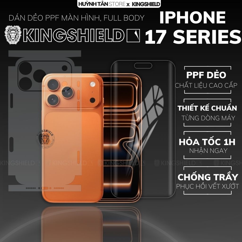 Dán PPF iphone 17 pro max ip 17 promax air trong suốt nhám chống trầy xướt ít bám vân tay KINGSHIELD