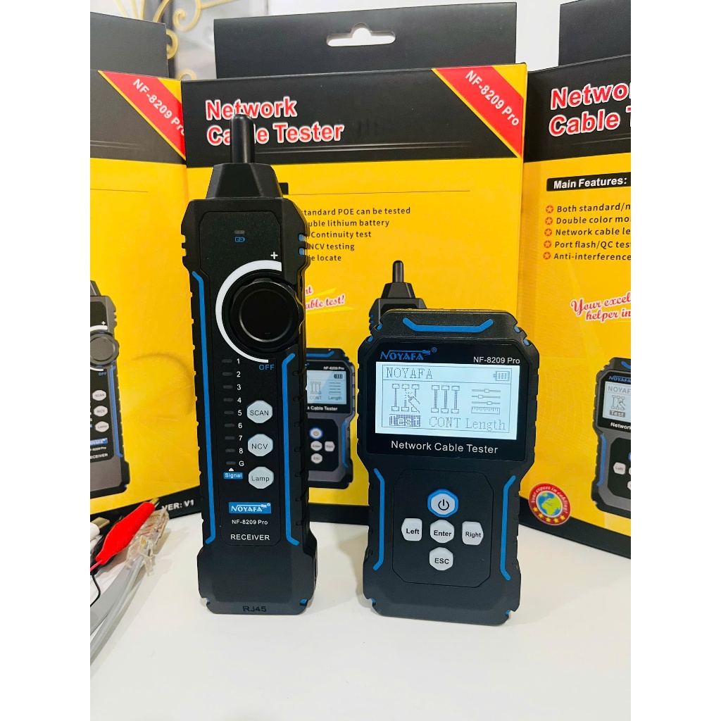 NF-8209 Pro Bộ Test Dây, Đo Chiều Dài Dây, Dò Dây, PoE Có Màn Hình LCD: cáp mạng