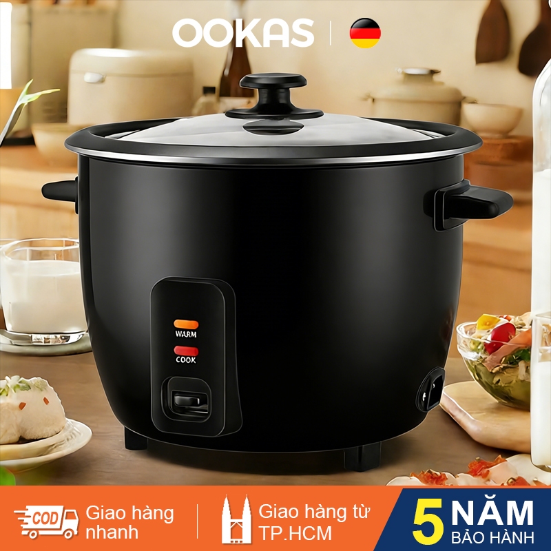 OOKAS Nồi cơm điện kiểu cũ, Công suất 1000W, Lòng nồi chống, Dung tích 1L