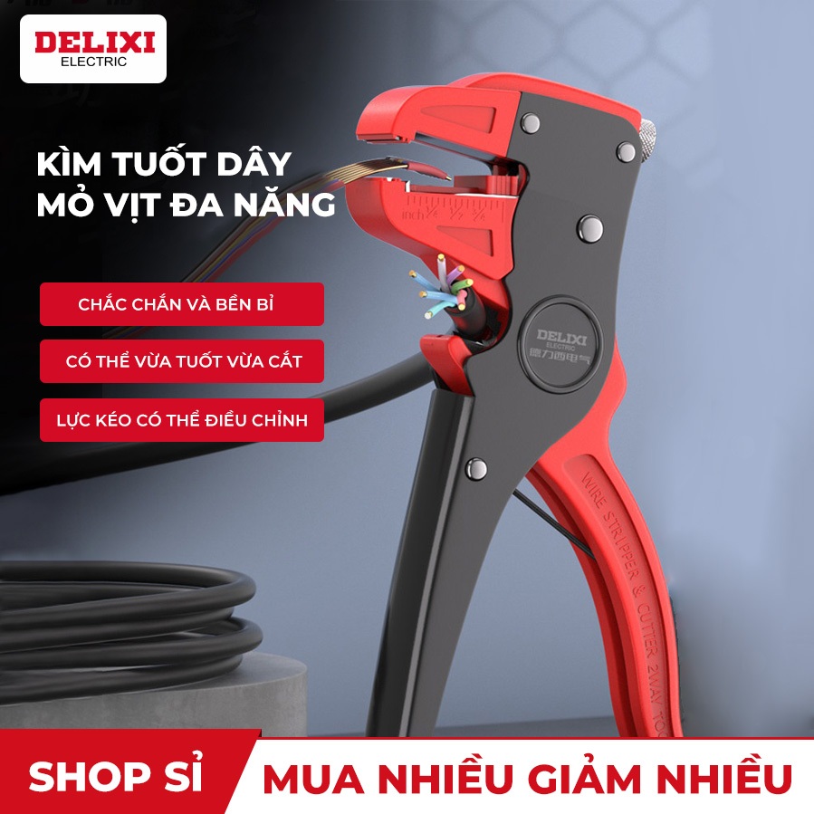 [GIÁ SỈ] Kìm Tuốt Dây Điện Mỏ Vịt DELIXI 0.2-6mm², Tuốt Nhanh, Điều Chỉnh Độ Dài, Không Hỏng Lõi