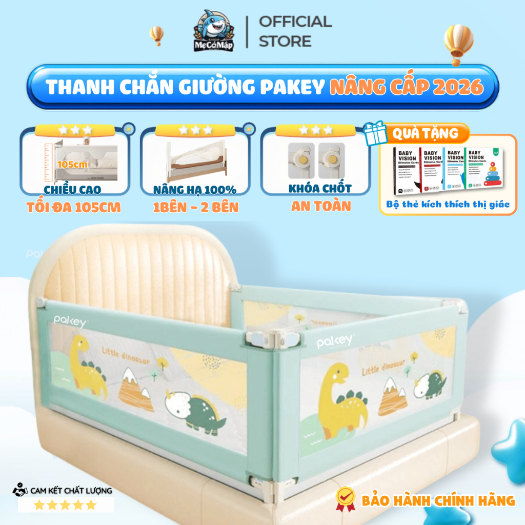 Thanh Chắn Giường Pakey 2026 Nâng Hạ 1 Bên 100%, Thanh Chắn Giường Mẫu Mới 2026