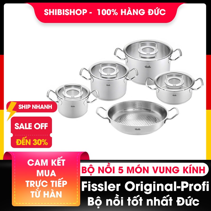 Bộ nồi Fissler Original-Profi Collection 5 món, chảo 2 quai 24cm- Bộ nồi tốt nhất hãng fissler