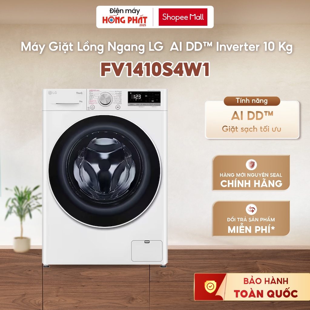 FV1410S4W1 | Máy Giặt Lồng Ngang LG FV1410S4W1 AI DD™ Inverter 10 Kg [Giao-Lắp HCM]