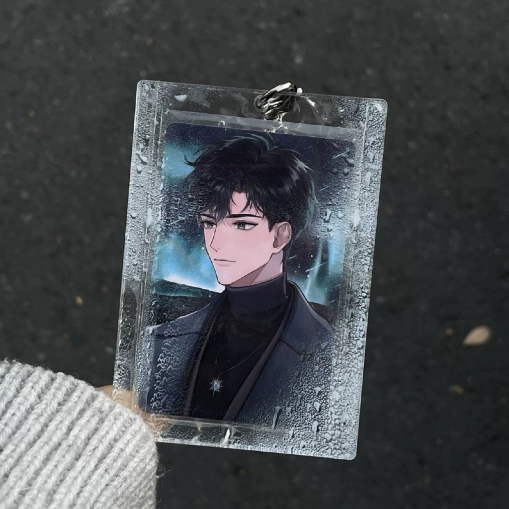 (SẴN) Khung Đựng Card Acrylic Hoạ Tiết Mưa Và Sóng Nước - Holder Trong Suốt Trưng Bày Thẻ/Ảnh Kèm Mó