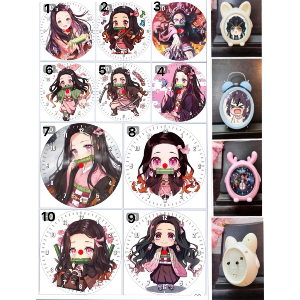 Đồng hồ kamado nezuko để bàn có chuông báo thức có đèn / đồng hồ báo thức hình Kamado Nezuko