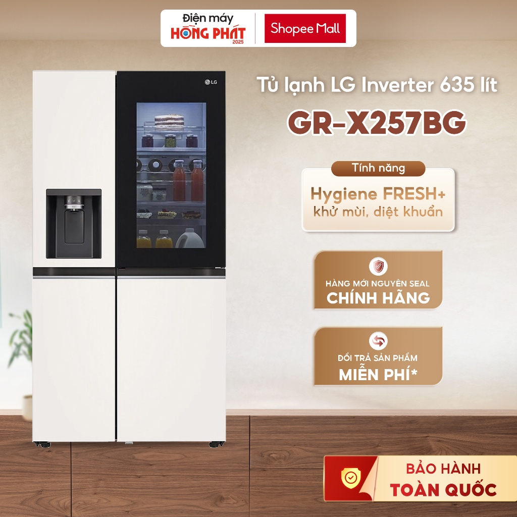 Tủ lạnh LG Instaview Door-in-door - UV nano 635L màu be GR-X257BG [FREESHIP HCM]