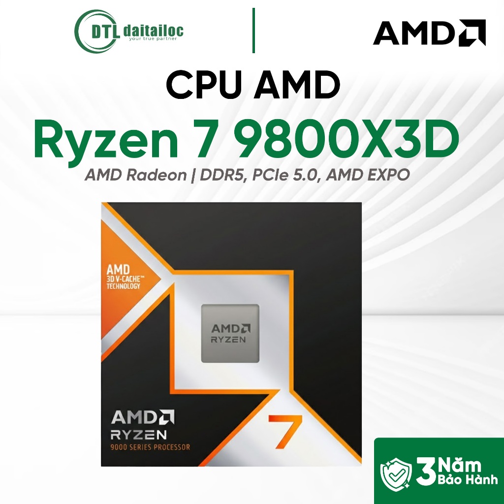 CPU AMD Ryzen Ryzen 7 9800X3D | Chính Hãng | Bảo Hành 36 Tháng