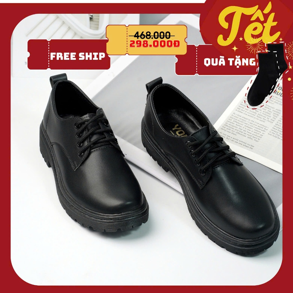 Giày Derby Nam Đế Tăng Chiều Cao 4CM - Chất Liệu Da Sít - ( YH350 ) - BH 12 THÁNG