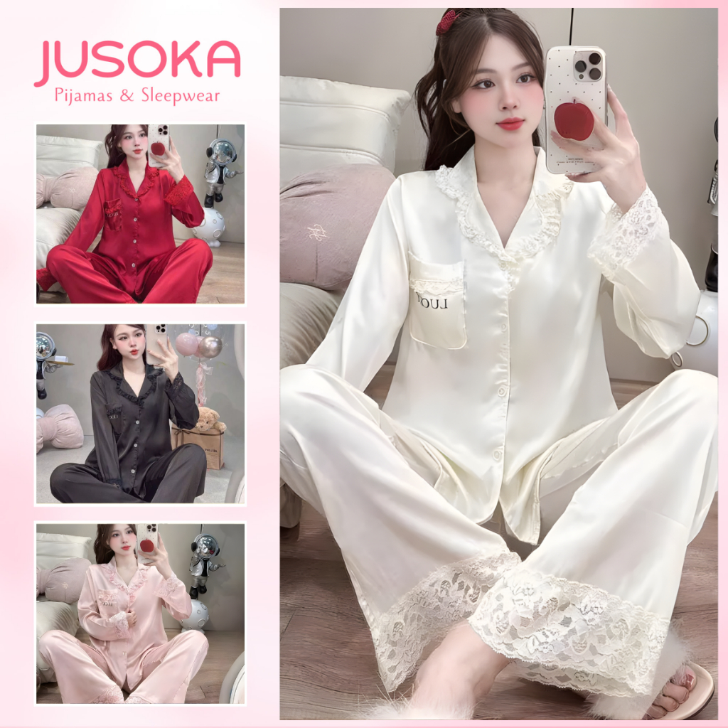 [FREESIZE] Đồ Ngủ Nữ Pijama JUSOKA LT31 Lụa Latin Cao Cấp Siêu Xinh Dễ Thương Thoải Mái Cho Nữ