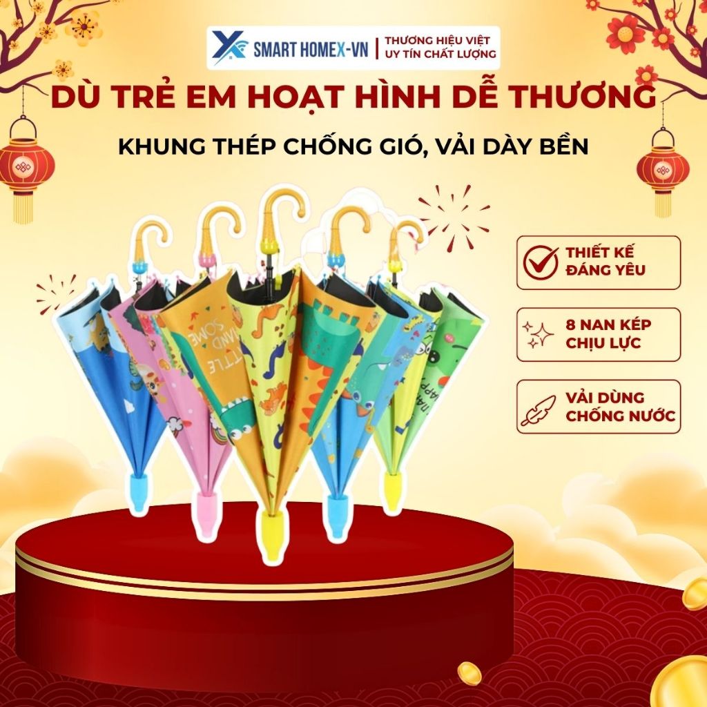 Dù Trẻ Em Hoạt Hình Dễ Thương, Ô Che Mưa Nắng Cho Bé Trai Bé Gái, Khung Thép Chống Gió, Vải Dày Bền