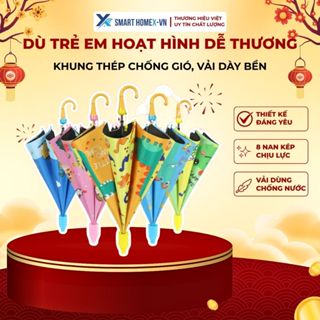 Dù Trẻ Em Hoạt Hình Dễ Thương, Ô Che Mưa Nắng Cho Bé Trai Bé Gái, Khung Thép Chống Gió, Vải Dày Bền