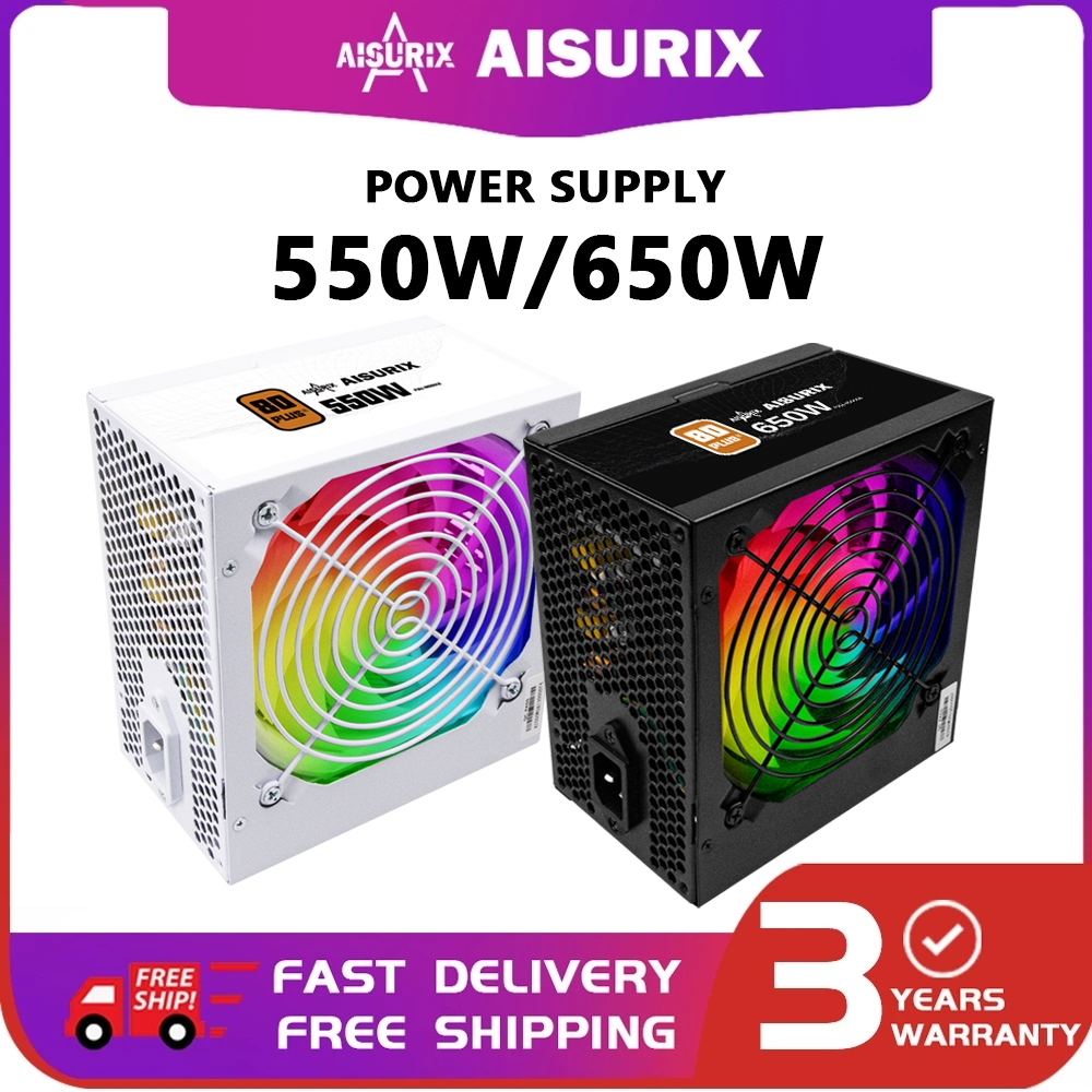 AISURIX Nguồn máy tín 550W/650W Power Supply PSU Computer Bo Mạch chủ Chính 80Plus Bronze Certified