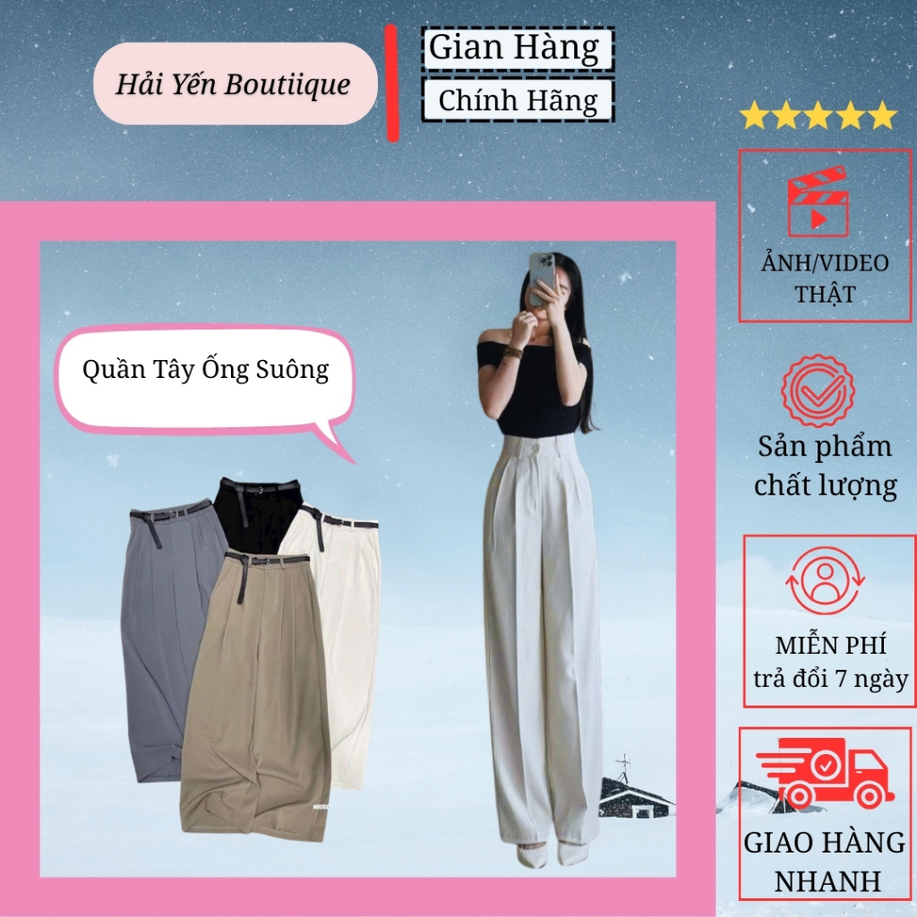 Quần Tây Ống Suông (Chất Gold Nhật) Mềm Mịn Lưng Cao Tôn Dáng Dài 102-103cm