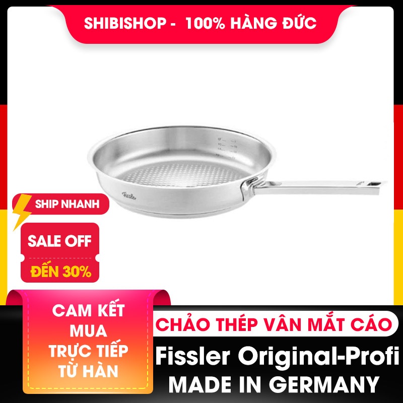 Chảo thép Fissler Original-Profi Collection 24cm-28cm, chảo inox tốt nhất Đức, thép không gỉ 18/10