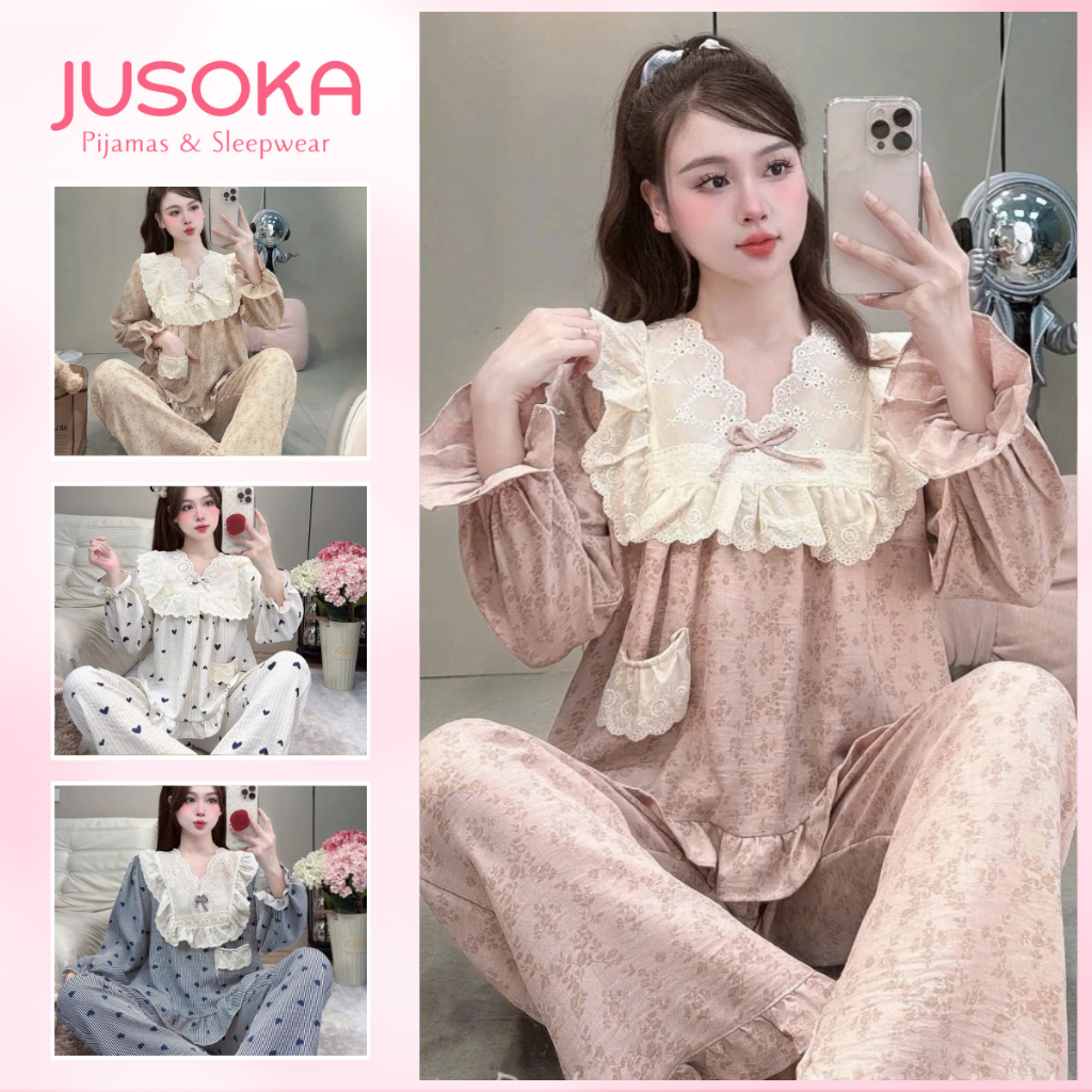 Đồ Ngủ Nữ Pijama JUSOKA  Mặc Nhà Chất Liệu Đũi Mây Siêu Mềm Mịn DU21 Kiểu Dáng Cao Cấp Thoải Mái Cho