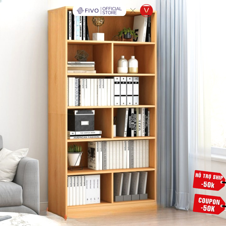 Kệ Sách Gỗ Để Sàn Cao Cấp FIVO FB70 Thiết Kế Thanh Lịch, Nội Thất Lắp Ráp Thông Minh, Decor Linh Hoạ