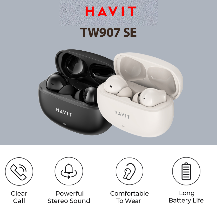 Tai Nghe TWS HAVIT TW907 SE, BT 6.0, Driver 10mm, 2 Mic ENC Hỗ Trợ Đàm Thoại, Nghe Đến 30H - Hàng Chính Hãng | BigBuy360 - bigbuy360.vn