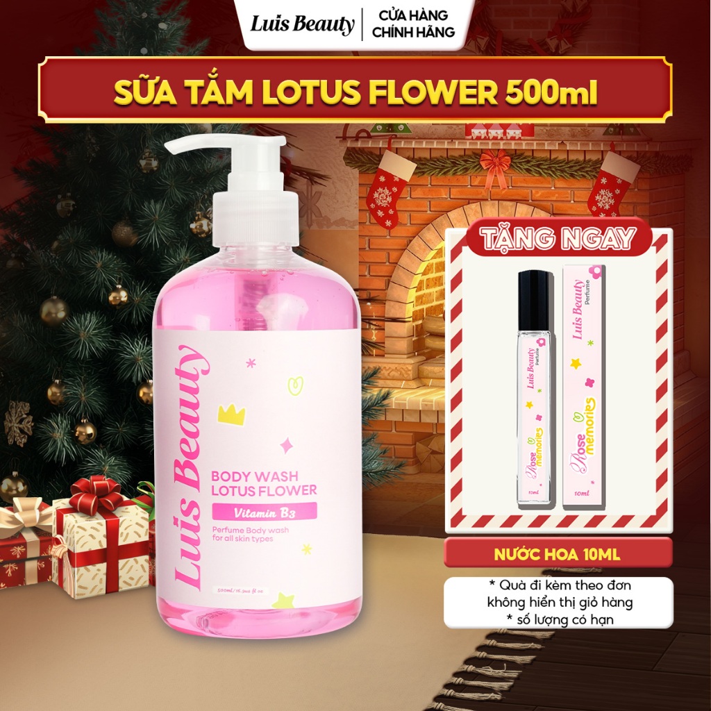 Sữa Tắm Nước Hoa Hương Hoa Sen Luis Beauty 500ml Dưỡng Ẩm Sáng Da Lưu Hương