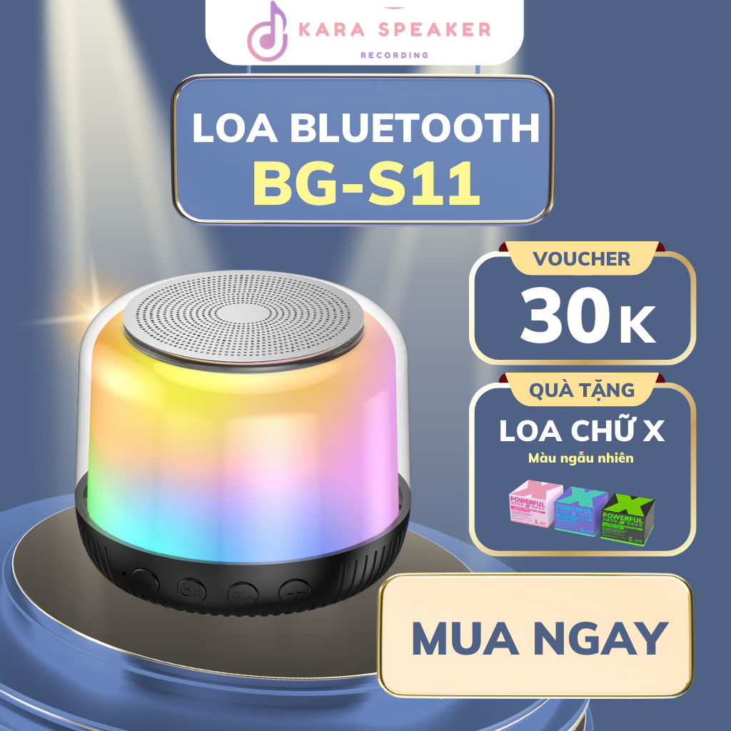 BG-S11 RGB Loa bluetooth mini để bàn đèn vòm siêu xinh tặng kèm loa chữ X mini ngẫu nhiên