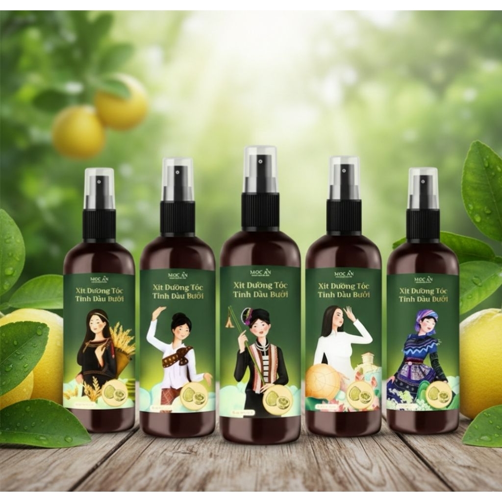 Xịt Dưỡng Tinh Dầu Vỏ Bưởi Xanh Mộc Ân Haircre 120ml [ Hỗ Trợ Giảm Rụng,Mọc Tóc]