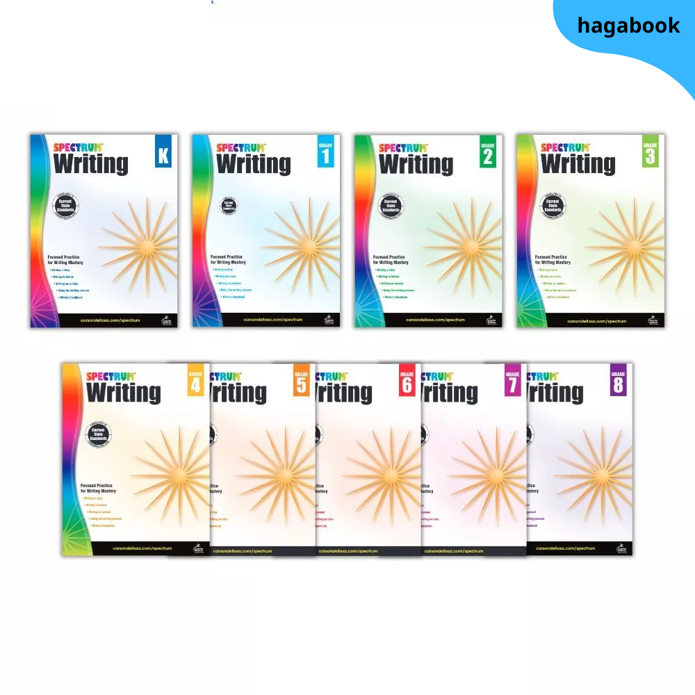 Sách [Luyện Viết] - Spectrum Writing - Grade K,1,2,3,4,5,6,7,8 - Khổ A4 in màu laser