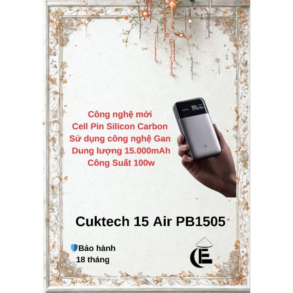 Sạc Dự Phòng Cuktech 15 Air 15000mAh 100W