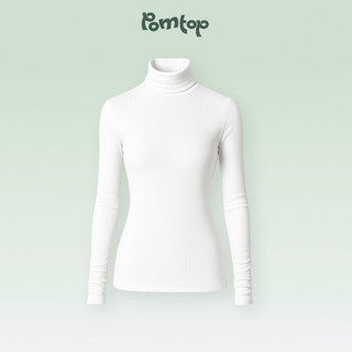 Áo thun body cổ lọ dài tay nữ Pomtop – vải rip cotton co giãn, dáng ôm body basic thu đông TD02