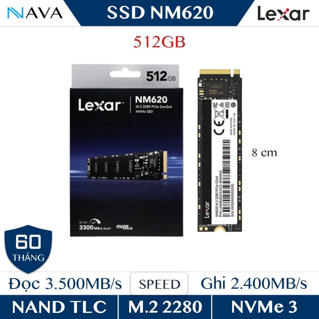 SSD LEXAR NM620 512GB NVMe M.2 PCIe Gen3x4 Tốc Độ Cao Bảo Hành 5 Năm