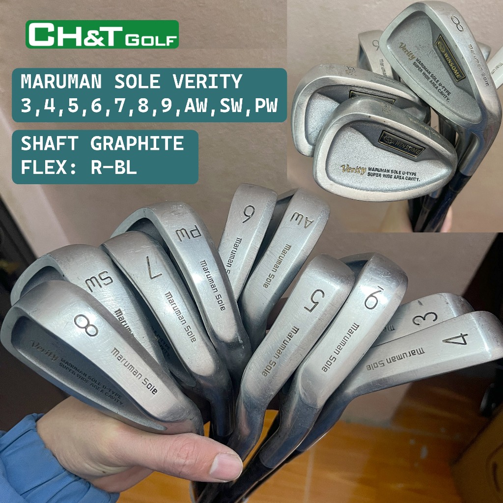 Bộ gậy golf sắt Maruman Sole 10 cây 3,4,5,6,7,8,9,Aw,Sw,Pw Flex R sáng đẹp nguyên bản nhập khẩu nhật
