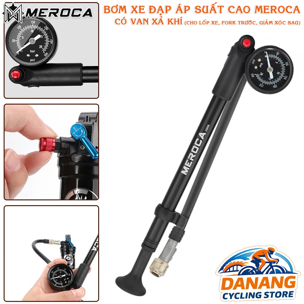 Bơm phuộc trước, giảm xóc sau, bơm lốp xe đạp MEROCA - Bơm áp lực cao 300psi