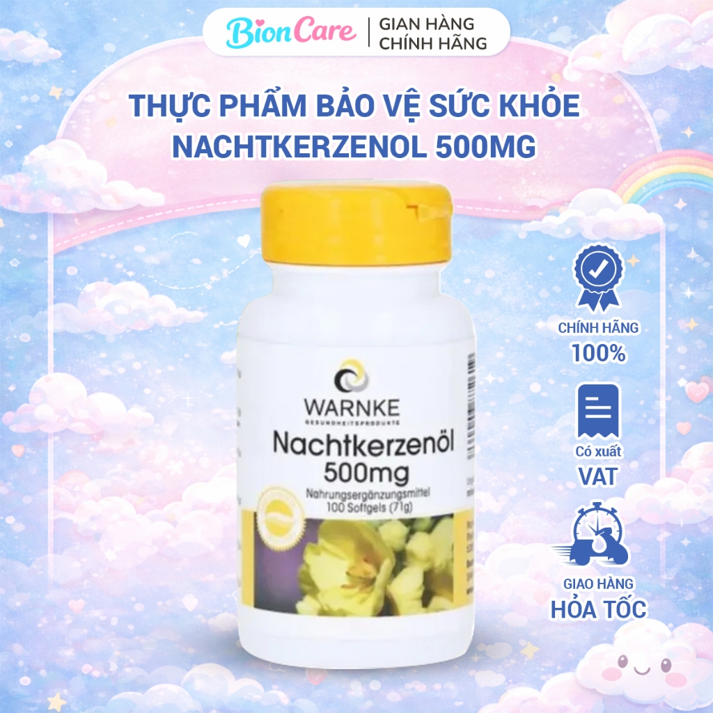 [7/2028 Hàng CTY] Tinh Dầu Hoa Anh Thảo Đức Warnke Nachtkerzenöl 500mg cân bằng nội tiết tố nữ, tăng