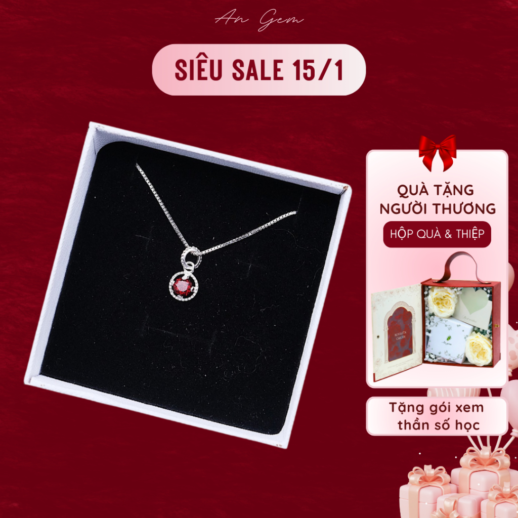 Dây chuyền bạc nữ An Gem, dây chuyền bạc 925 mặt đá Topaz, Moonstone