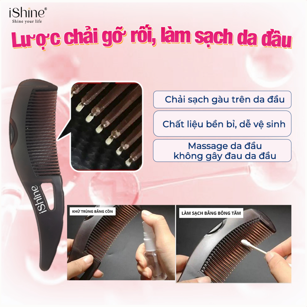 Lược Chải Tóc Massage Da Đầu iShine Chống Gàu Chống Tĩnh Điện - IS03