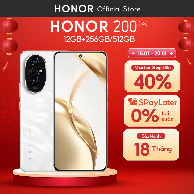 Điện Thoại Honor 200 5G 12GB + 256/512GB | Bộ 3 AI Camera 50MP, Sạc Nhanh 100W | Snapdragon 7 Gen 3 