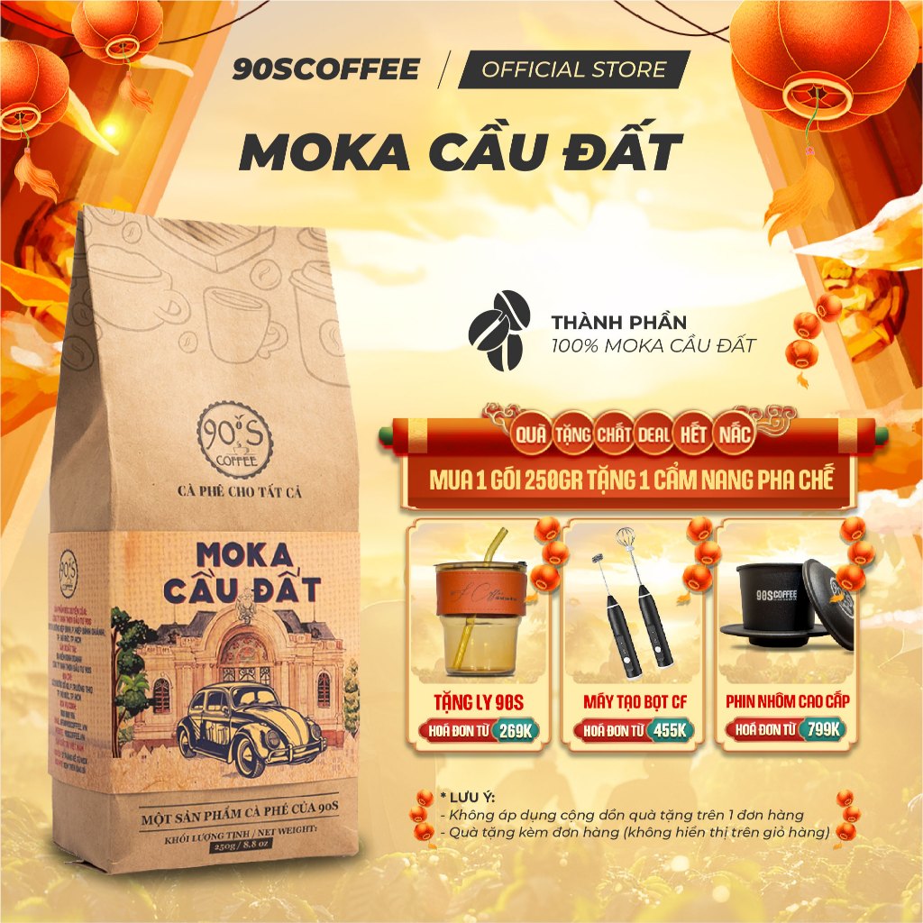 Cà Phê Rang Mộc Moka Cầu Đất Nguyên Chất - Gu Chua Thanh Hậu Ngọt Thơm Dịu Đặc Trưng | 90S COFFEE